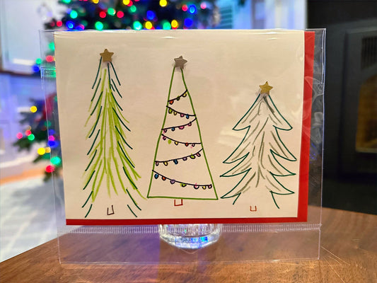three Christmas trees